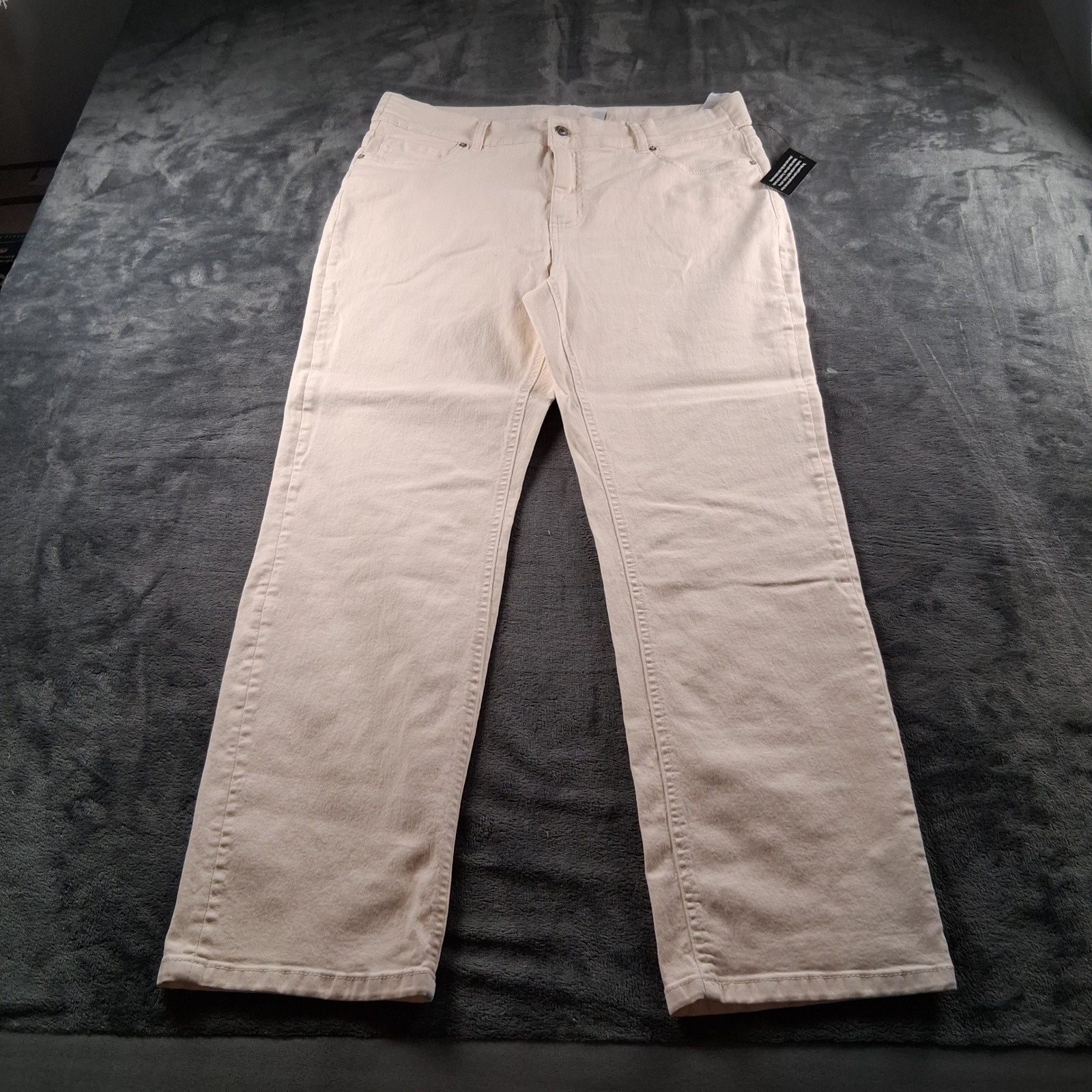 Nwt Denim & Co Straight Leg Jeans Womens 16 Cream Off-White Mid Rise Twill Denim — image 3 of 8